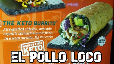 El pollo loco keto burrito - Loco Grande Burrito (photo) · 1 fat-free 12-inch flour tortilla · 2 heaping tablespoons fat-free shredded Cheddar cheese · 1/3 cup Spanish rice · 1/3 cup pinto ...